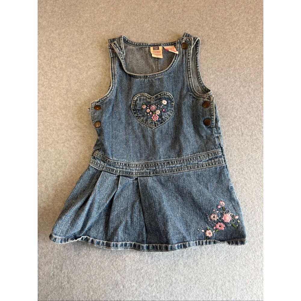 Kids Vintage Faded Glory denim embroidered floral jumper 5